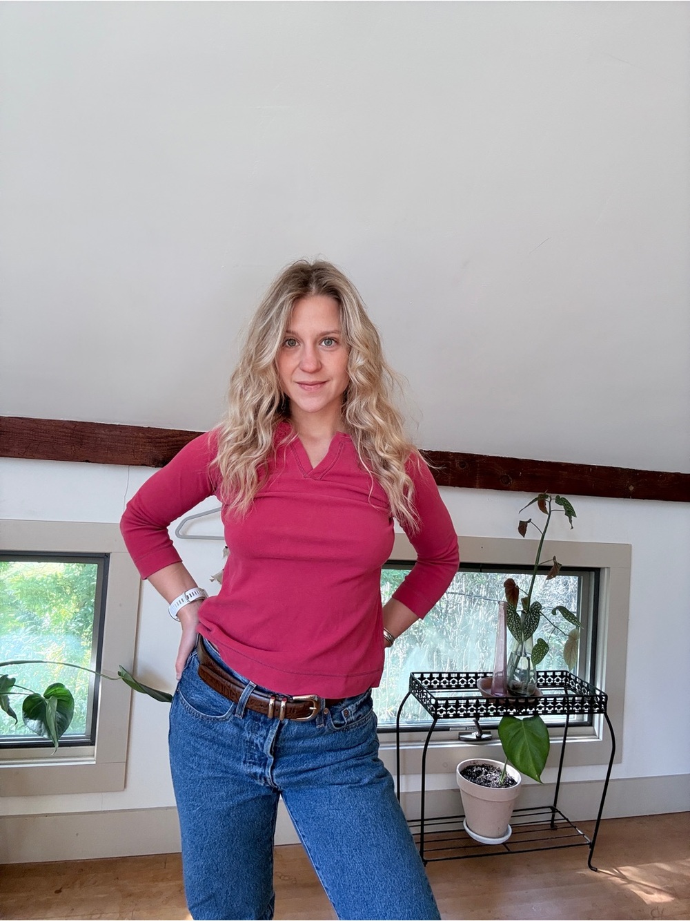 Vintage L.L. Bean Women's Long-Sleeve V-Neck Tee